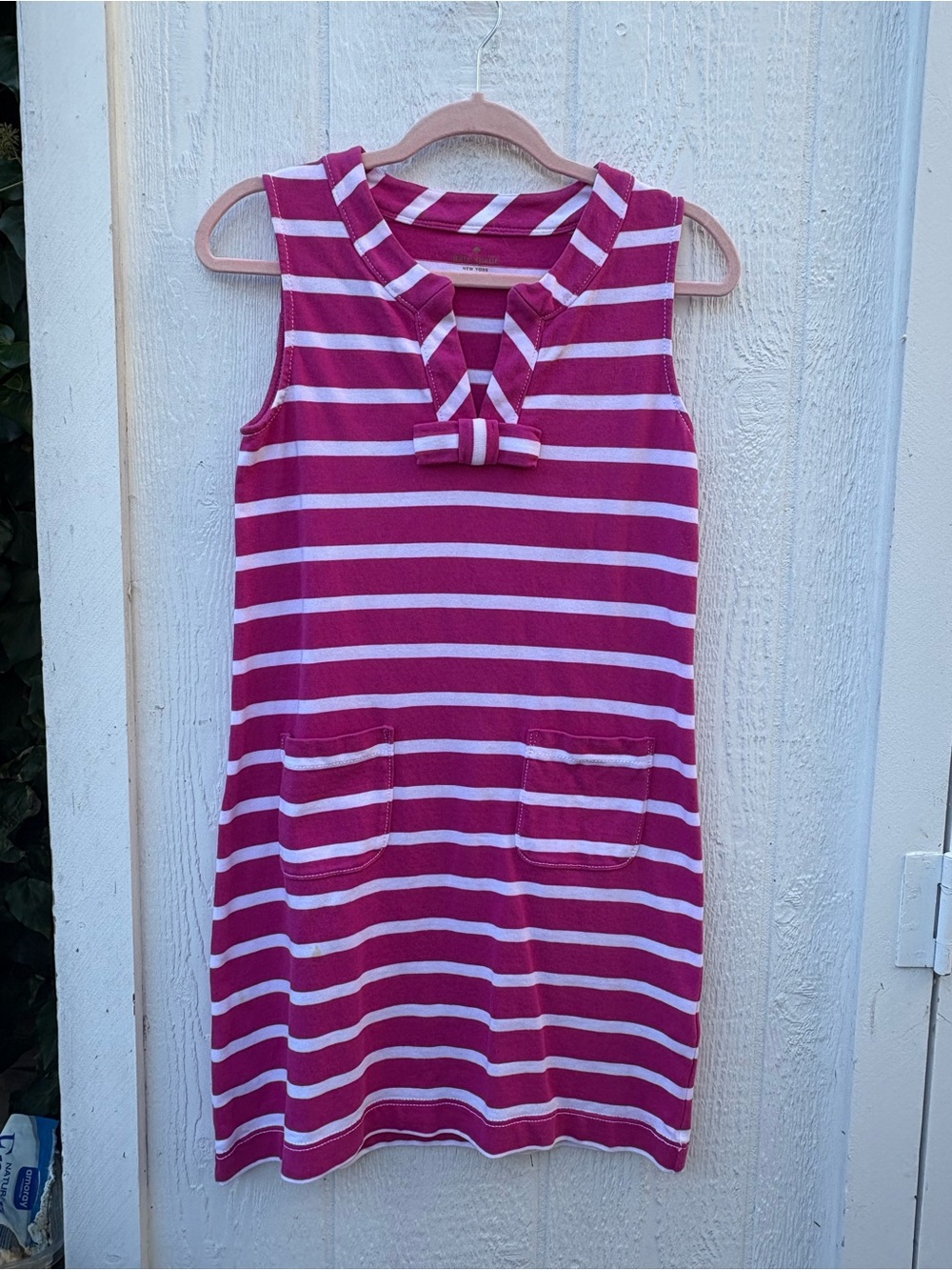 kate spade Pink and White Striped Sleeveless Dress with Bow